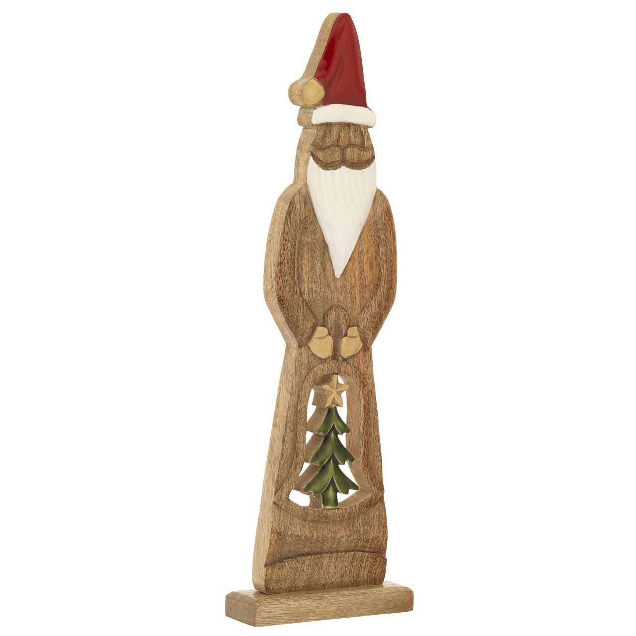 BABBO NATALE STILIZZATO IN LEGNO DI MANGO E SMALTO H. 50